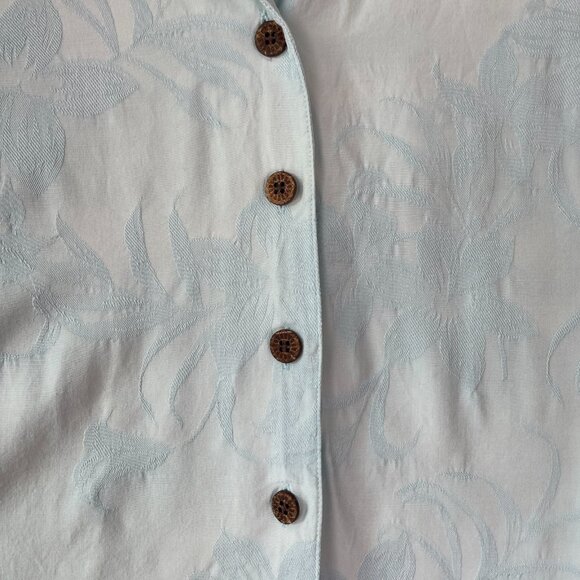 Caribbean Joe Petite Shirt Womens PL Blue Silk Button Tropical Floral Hawaiian - Picture 4 of 7